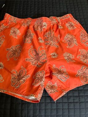 Guy Harvey Coral colored Octopus Patterned Swim Shorts with White Mesh Lining